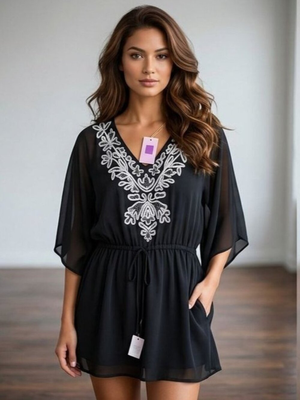 Amita Nathani L Embroidered Coverall Sequins & Drawstring Waist Resort Wear